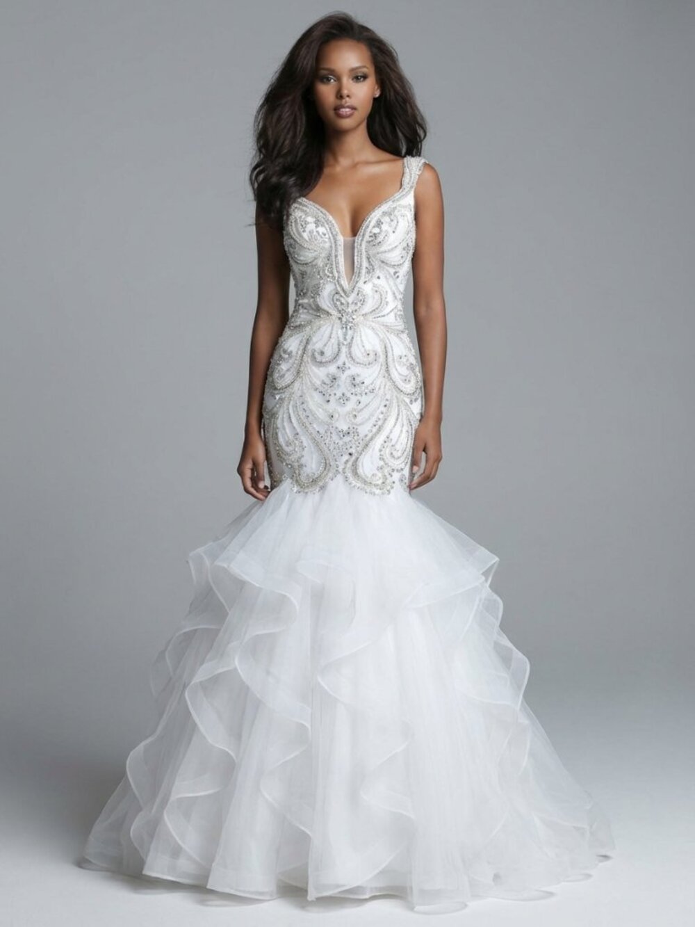 Stunning Glamour Designer Couture Wedding Evening Runway Prom Pageant Gown Dress